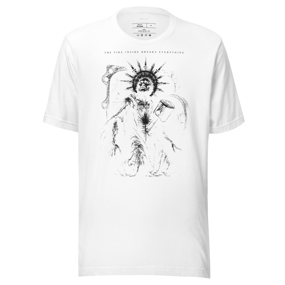 Graphic Tee Chiaroscuro Saint Print | Unisex Streetwear Shirt, Vintage Aesthetic, Industrial Monochrome, Gift for Him Her