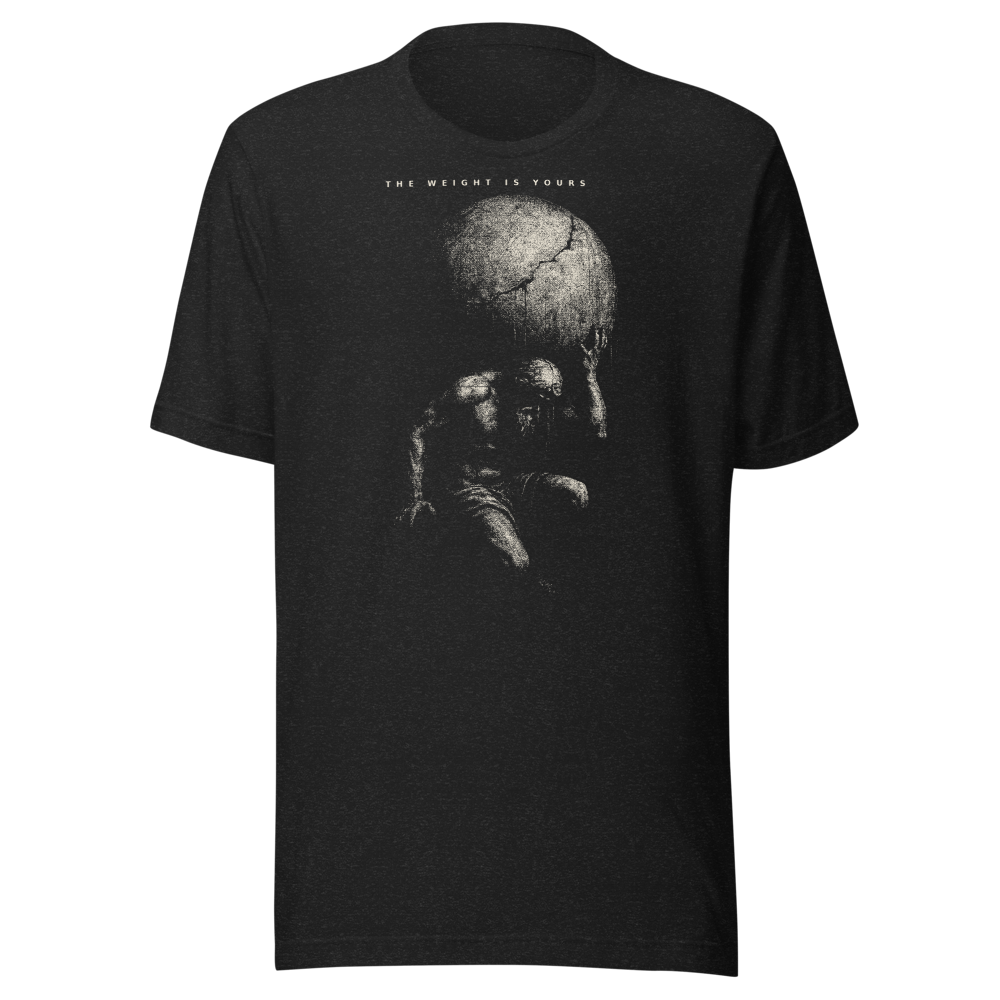 Graphic Tee Mythic Atlas Noir | Scratchboard Ink Streetwear Shirt | Unisex Vintage Aesthetic Tee | Gift for Him Her