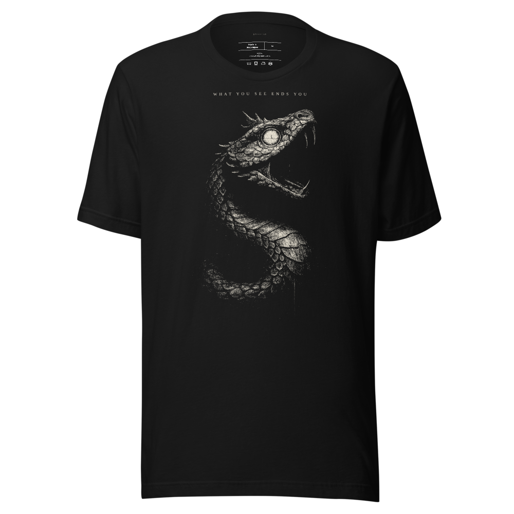 Basilisk Last Gaze graphic tee, monochrome streetwear shirt | chiaroscuro vintage aesthetic, unisex dark art tee, gift for him her