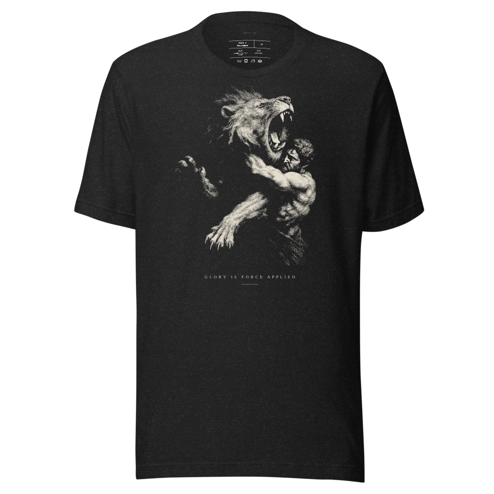 Nemean Lion Graphic Tee | Vintage Engraving Ink Wash Streetwear Shirt | Unisex Aesthetic Tee | Gift for Him Her