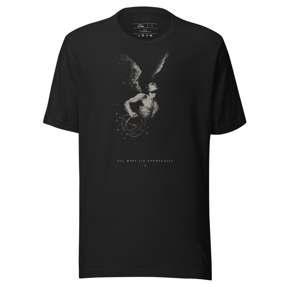 Falling Angel Graphic Tee | Baroque Etching Streetwear, Vintage Monochrome Unisex Shirt, Dark Aesthetic, Gift for Him Her