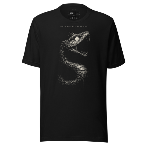 Basilisk Last Gaze graphic tee, monochrome streetwear shirt | chiaroscuro vintage aesthetic, unisex dark art tee, gift for him her