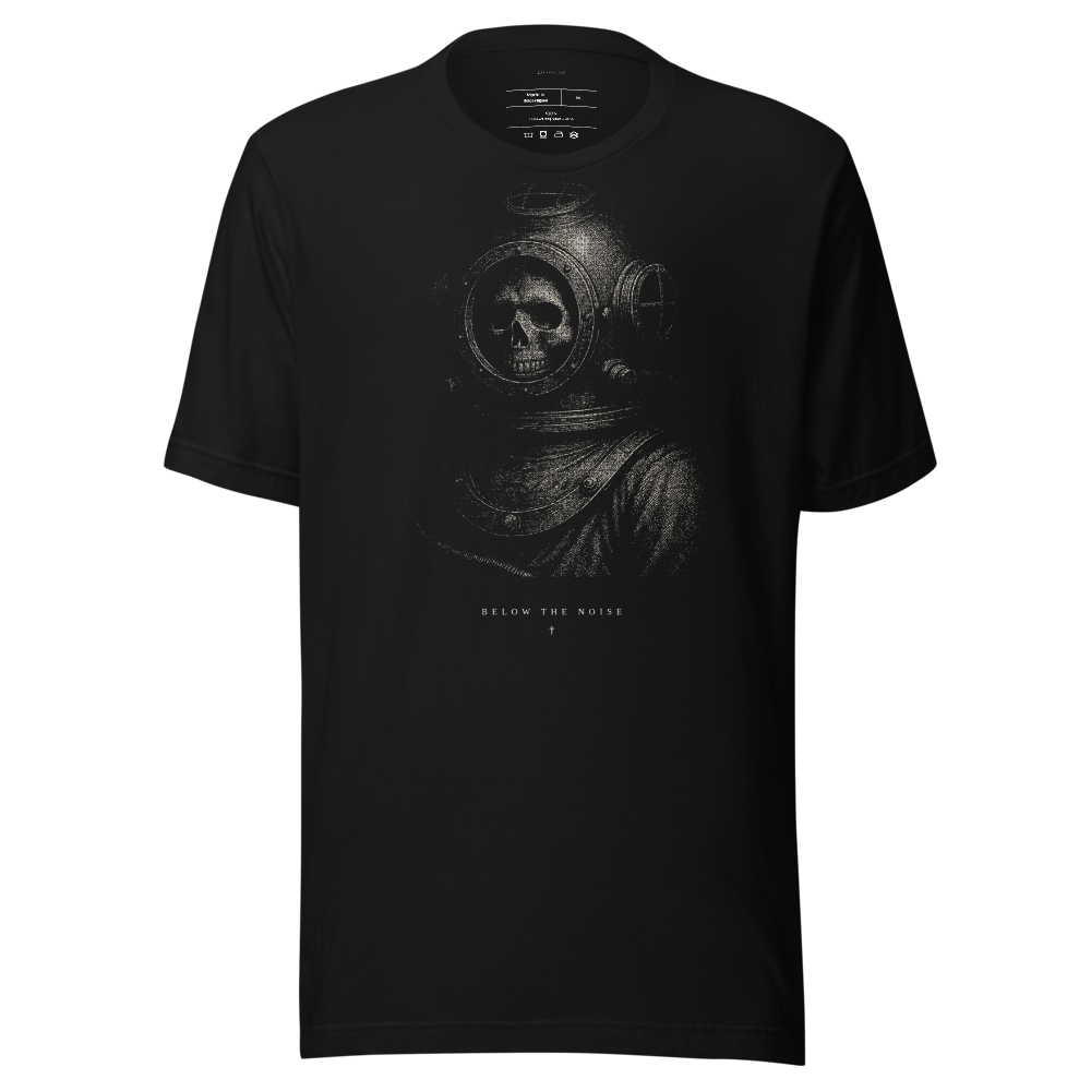 Graphic tee with maritime engraving print, unisex vintage aesthetic shirt, deep water streetwear, gift for him or her