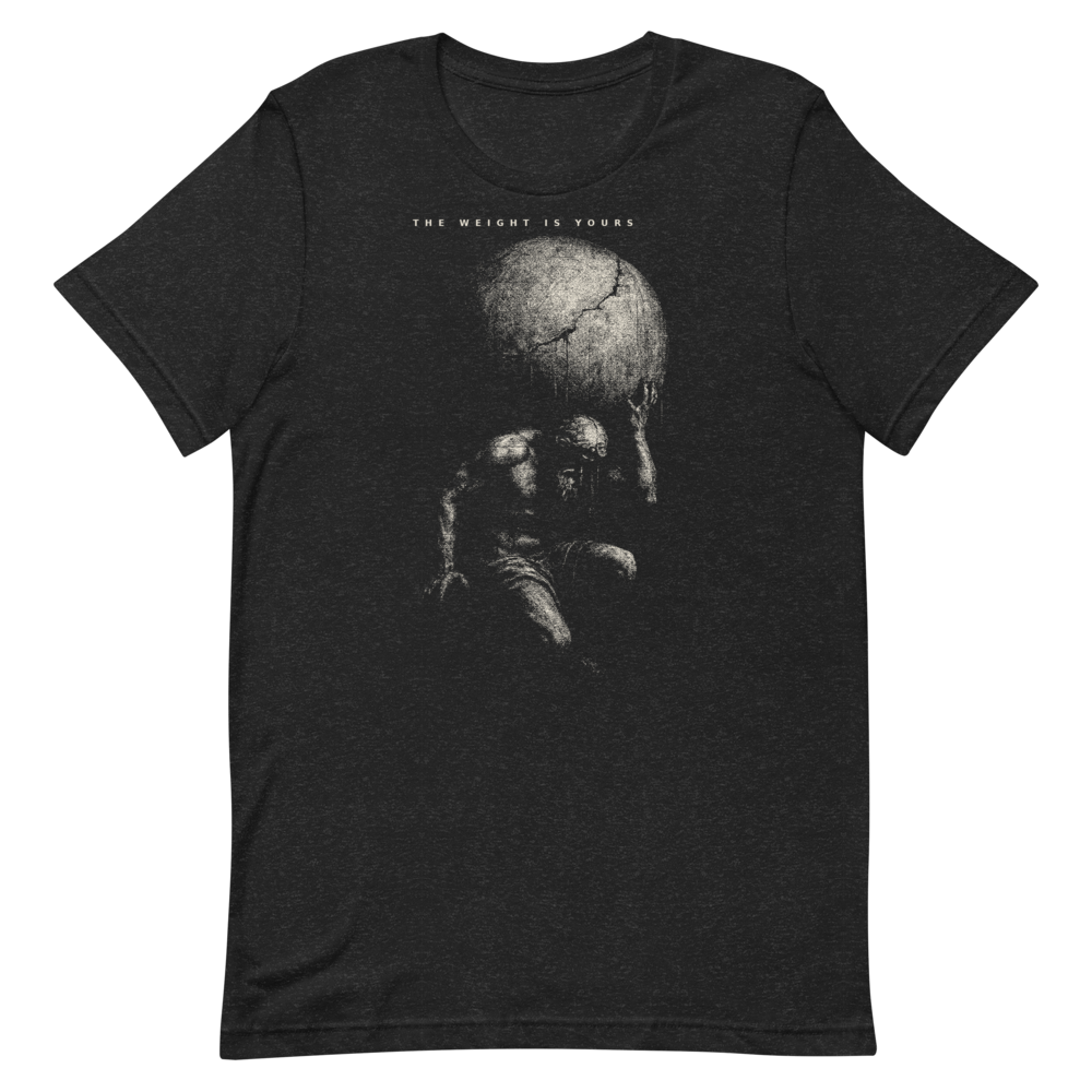 Graphic Tee Mythic Atlas Noir | Scratchboard Ink Streetwear Shirt | Unisex Vintage Aesthetic Tee | Gift for Him Her