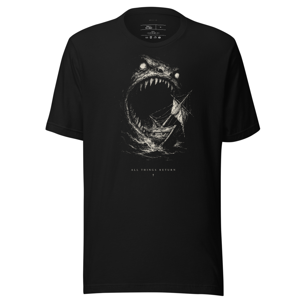 Charybdis Swallow Noir Graphic Tee | Chiaroscuro Streetwear Screen Print, Vintage Aesthetic Unisex T-Shirt, Gift for Him Her
