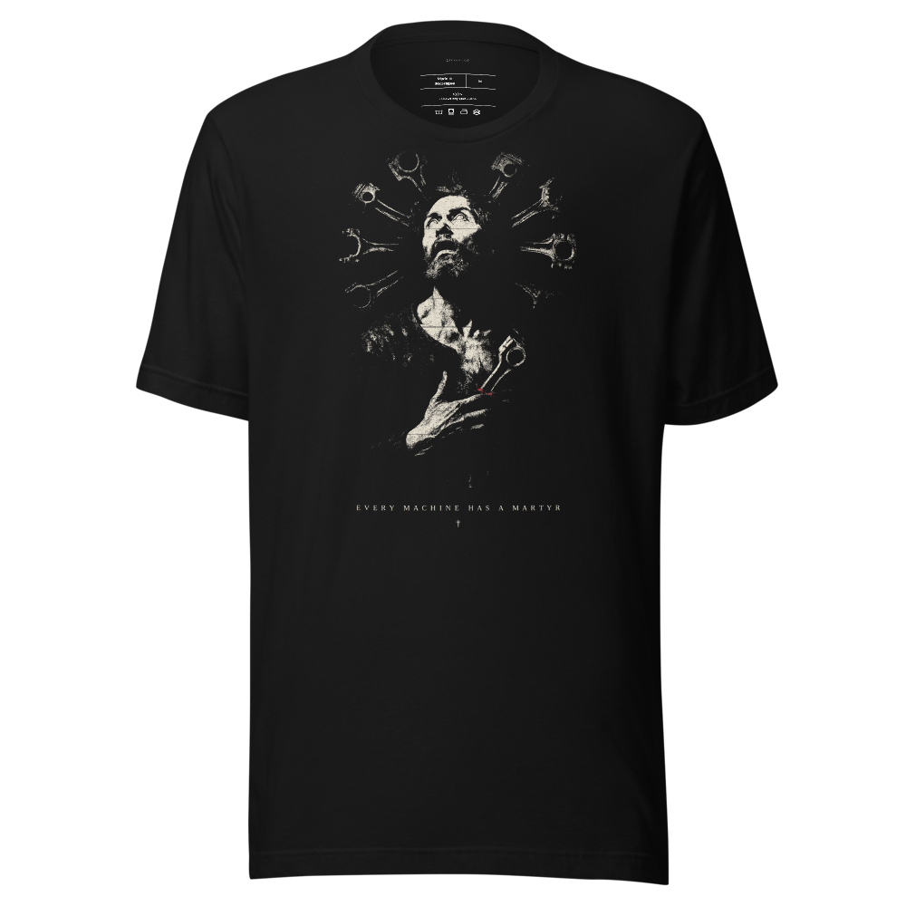 Graphic tee chiaroscuro streetwear shirt, vintage monochrome etching, unisex aesthetic tee, dark industrial art, gift for him her