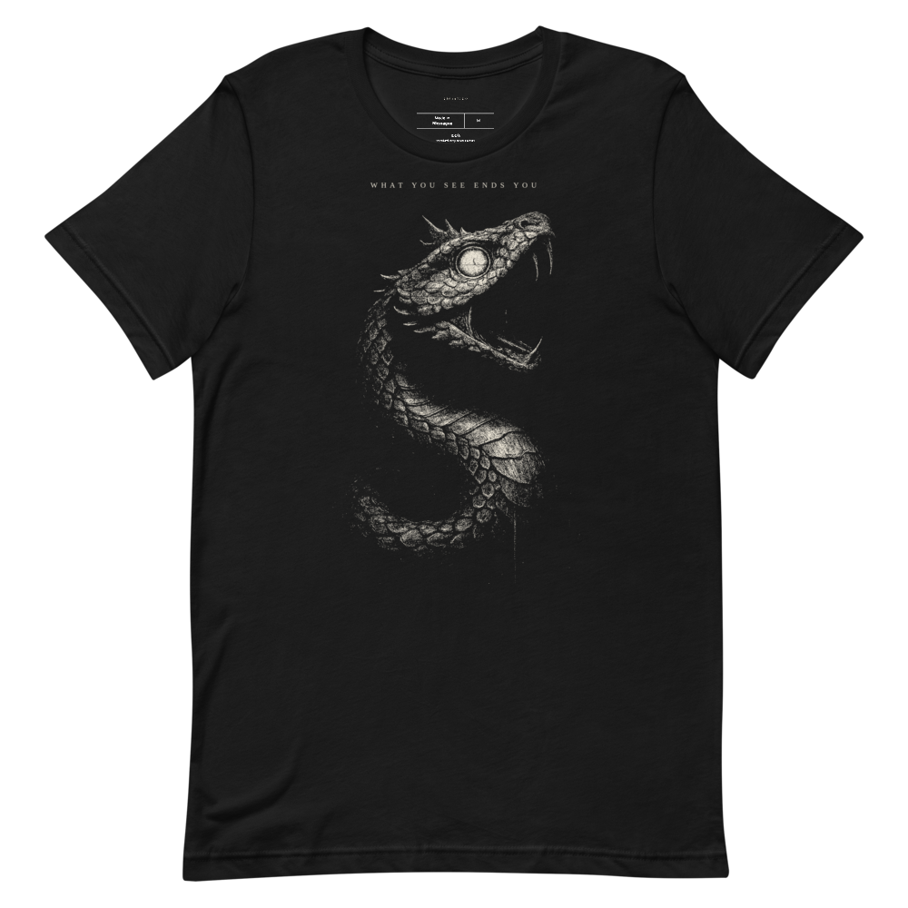 Basilisk Last Gaze graphic tee, monochrome streetwear shirt | chiaroscuro vintage aesthetic, unisex dark art tee, gift for him her