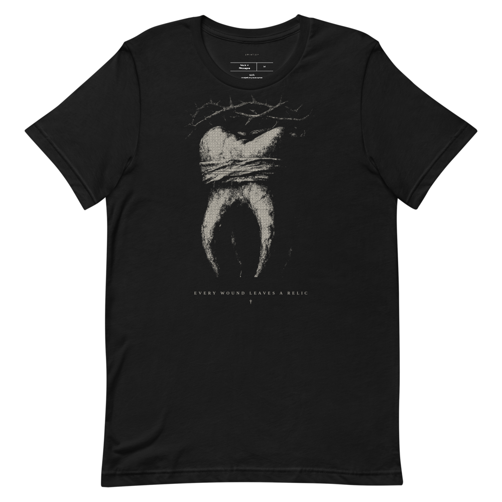 Graphic Tee Saint Relic Noir | Baroque Chiaroscuro Streetwear, Vintage Bootleg Style, Unisex Aesthetic Shirt, Gift for Him Her