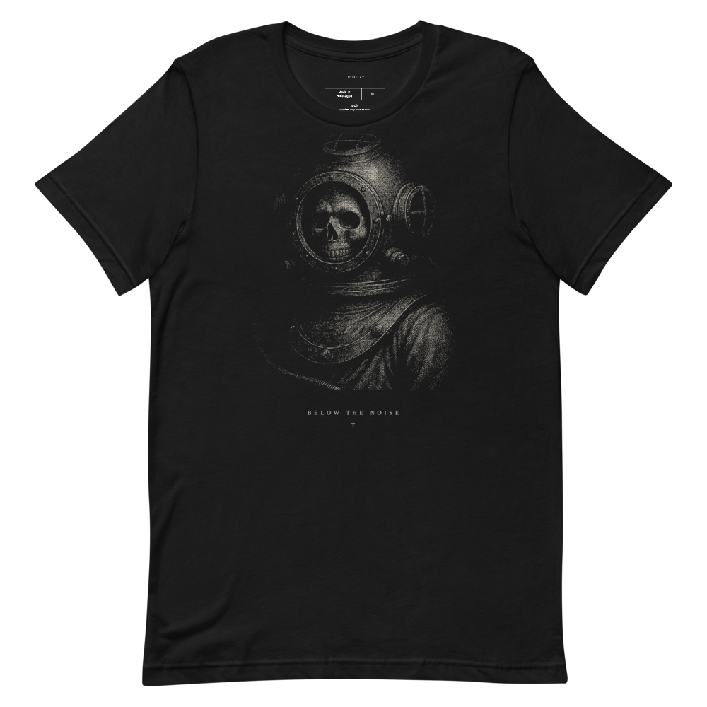 Graphic tee with maritime engraving print, unisex vintage aesthetic shirt, deep water streetwear, gift for him or her