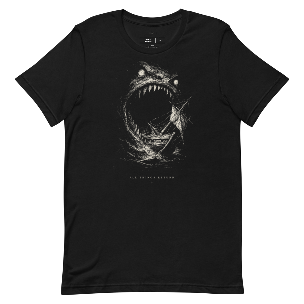 Charybdis Swallow Noir Graphic Tee | Chiaroscuro Streetwear Screen Print, Vintage Aesthetic Unisex T-Shirt, Gift for Him Her