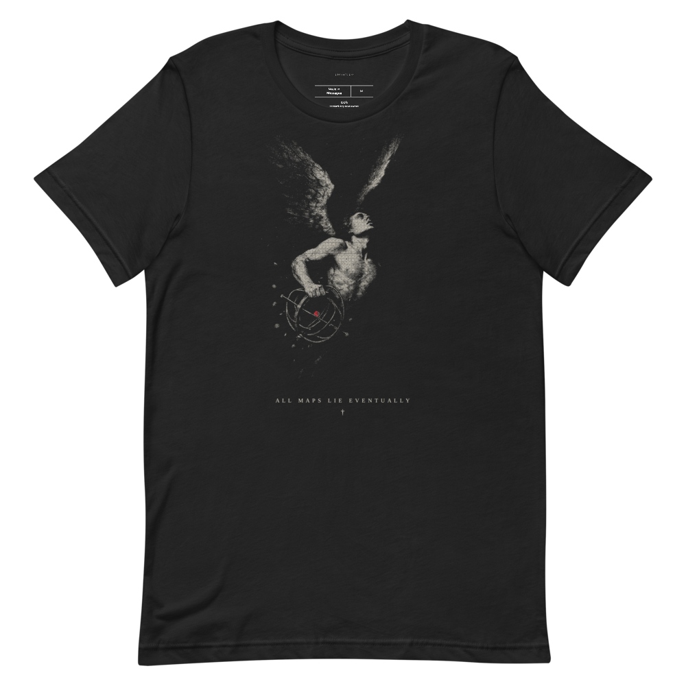 Falling Angel Graphic Tee | Baroque Etching Streetwear, Vintage Monochrome Unisex Shirt, Dark Aesthetic, Gift for Him Her